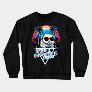 Retro Wave White Hamster Vibes Shirt Crewneck Sweatshirt